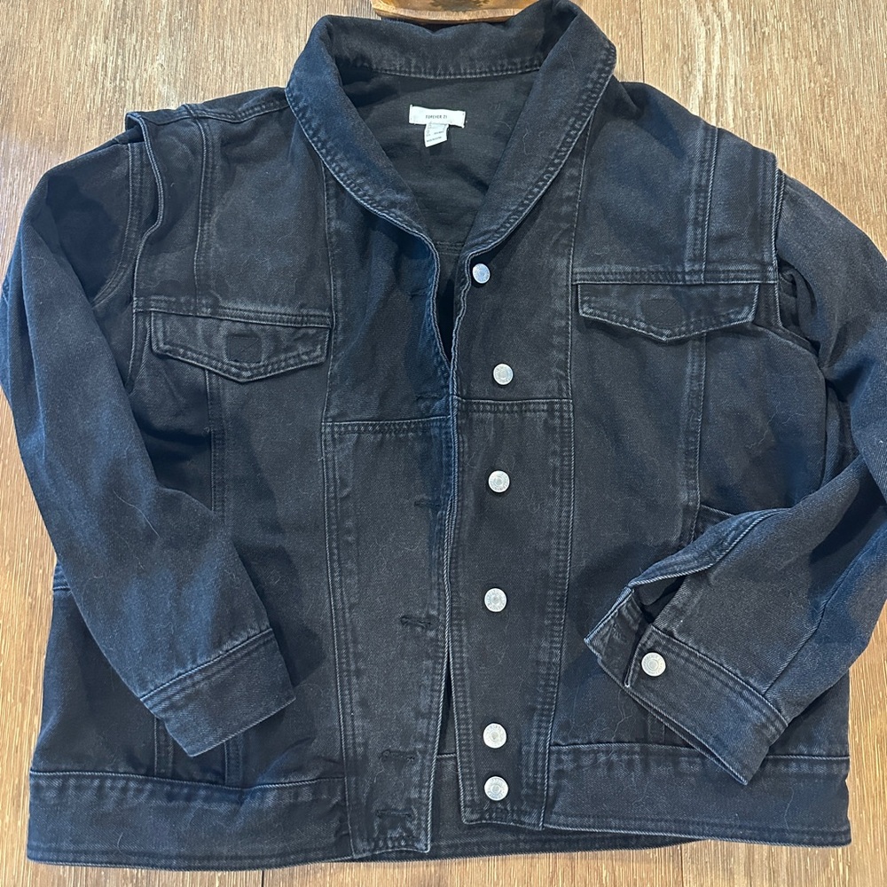 Forever 21 Charcoal Denim to Vest Jacket